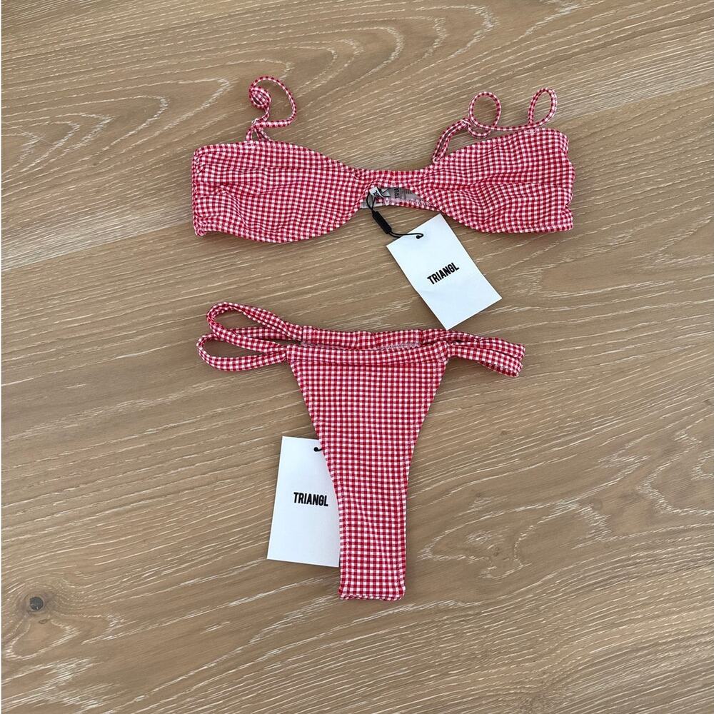 Triangl Gingham Bikini Loti Pron Size S Red White - Picture 1 of 5